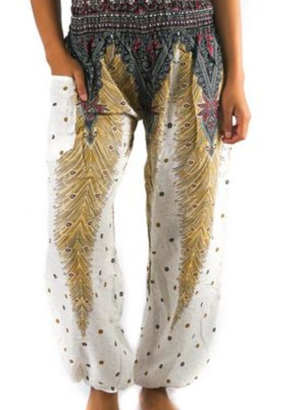 White Peacock Boho Pants